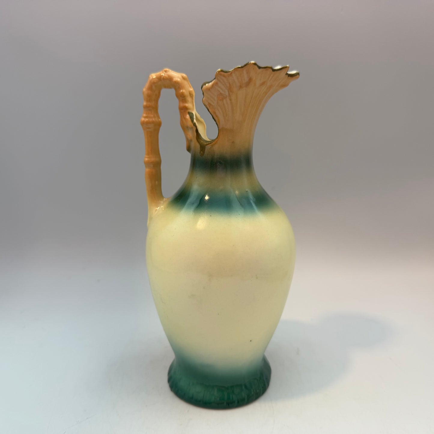 Czechoslovakia Green Pottery Pitcher 7.5", Couple
