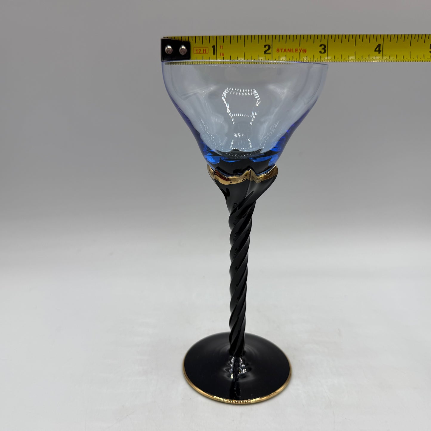 Venetian Black Twisted Stem Wine Glass, Set of 3