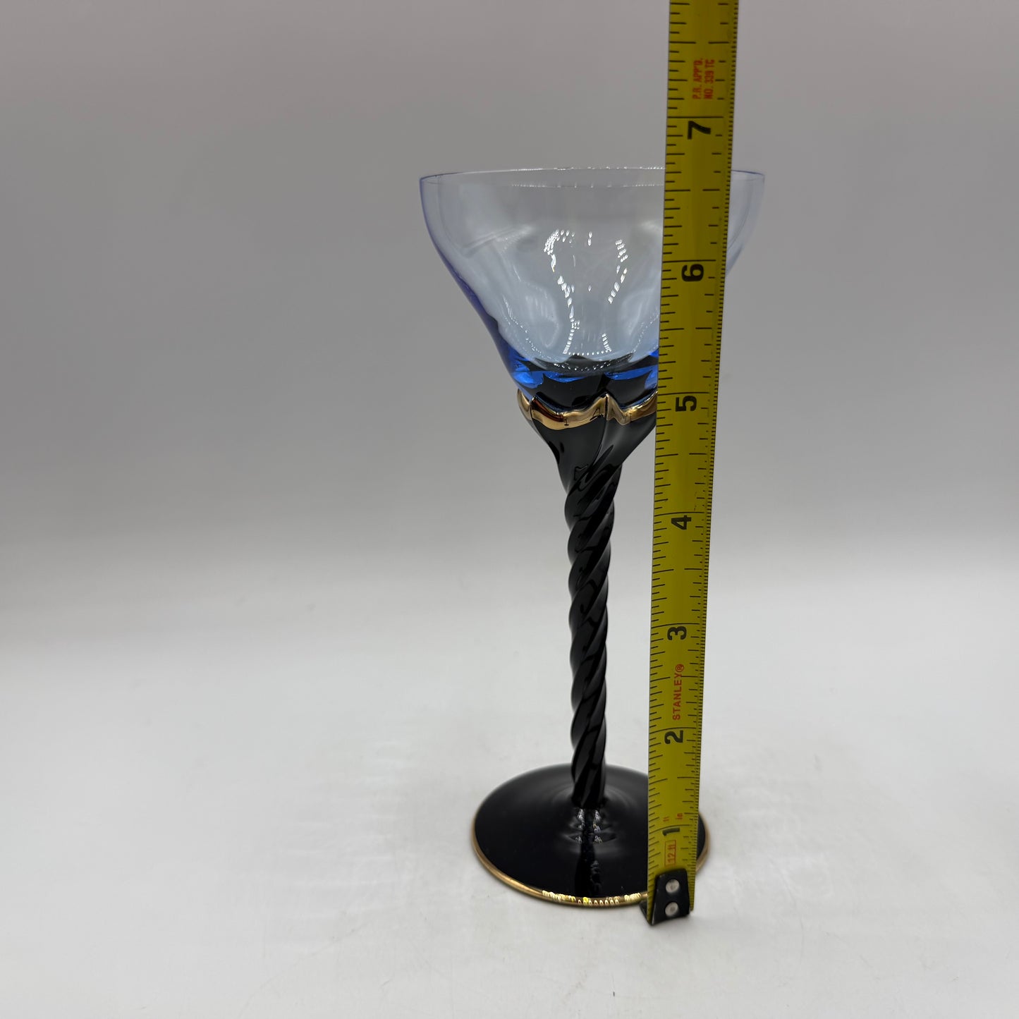 Venetian Black Twisted Stem Wine Glass, Set of 3
