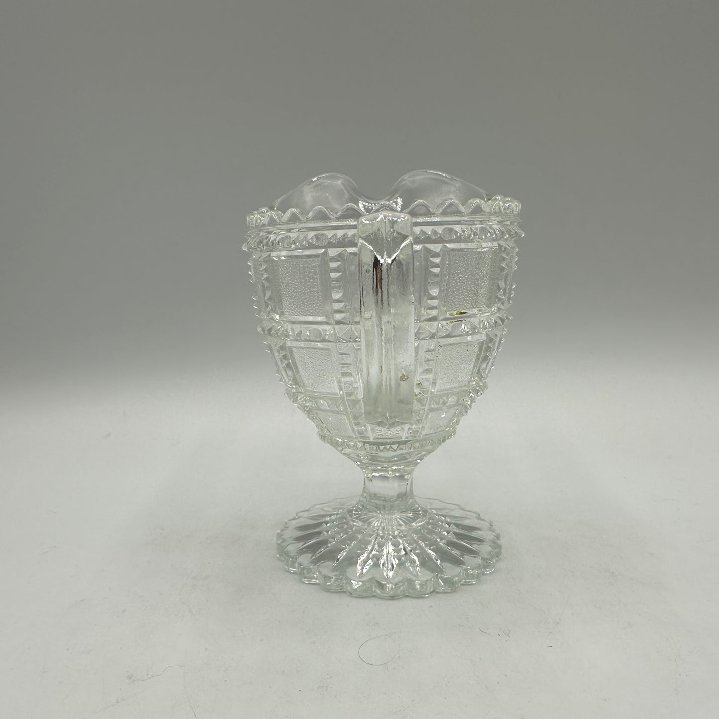 Imperial Glass Footed Creamer, Beaded Block Pattern, Clear