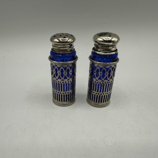 Raimond Japan Cobalt Blue And Silver-Plated Salt and Pepper Shaker Set