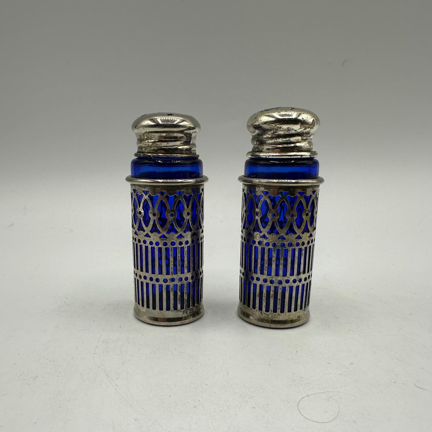 Raimond Japan Cobalt Blue And Silver-Plated Salt and Pepper Shaker Set