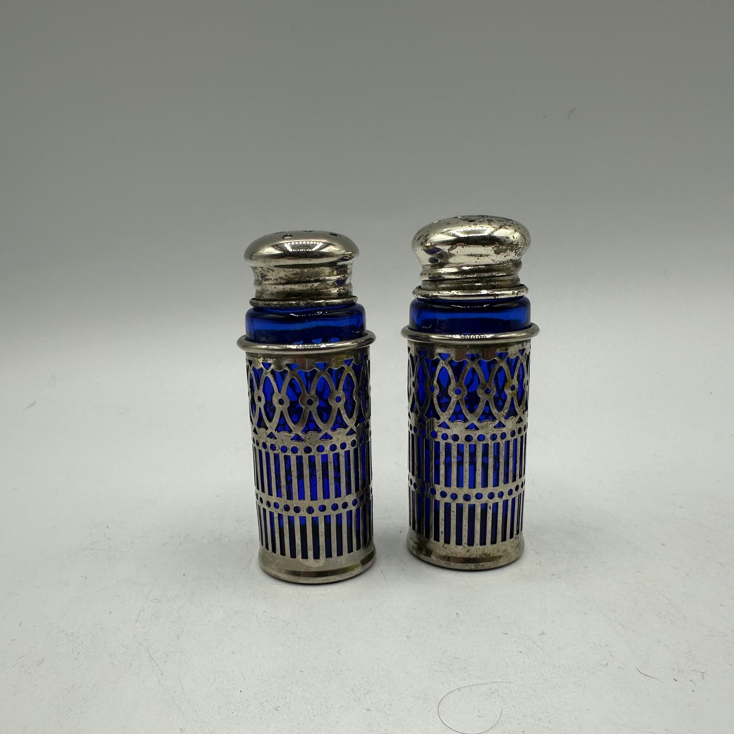 Raimond Japan Cobalt Blue And Silver-Plated Salt and Pepper Shaker Set