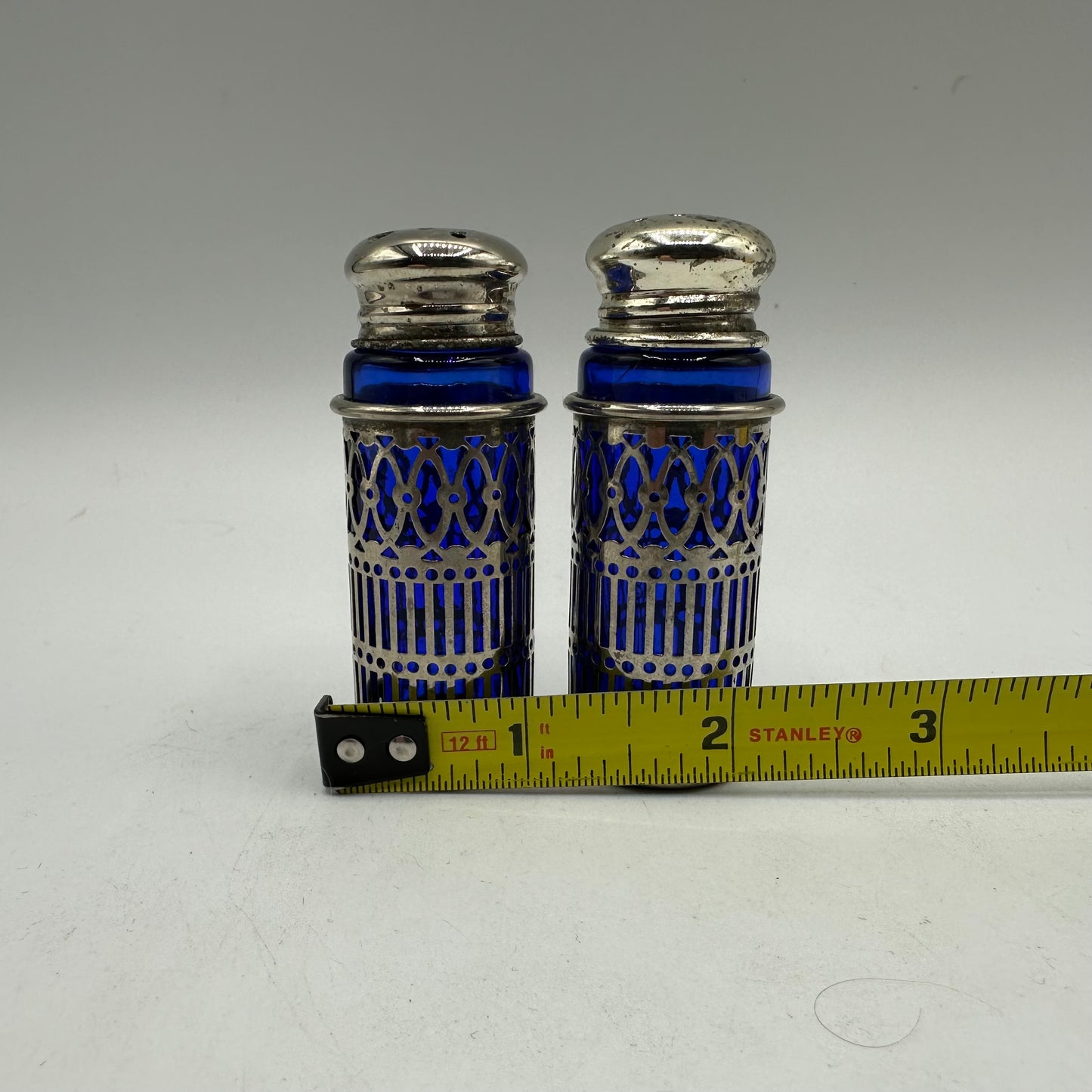 Raimond Japan Cobalt Blue And Silver-Plated Salt and Pepper Shaker Set