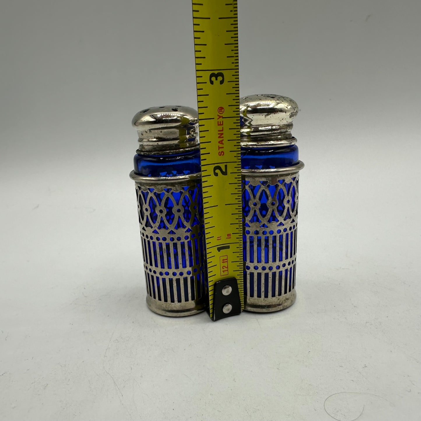 Raimond Japan Cobalt Blue And Silver-Plated Salt and Pepper Shaker Set