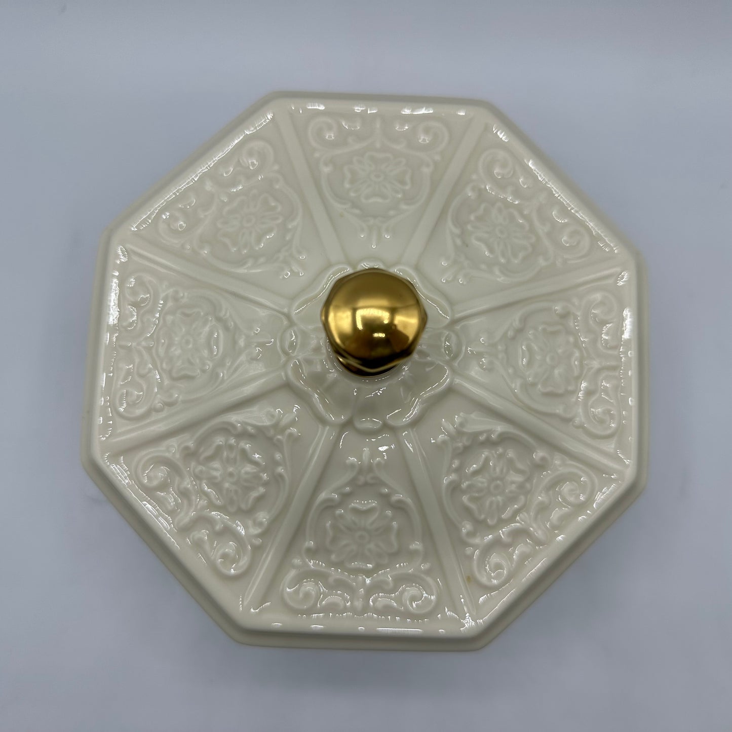 Lenox Chatham Candy Dish, Lidded Ivory and 24k Gold