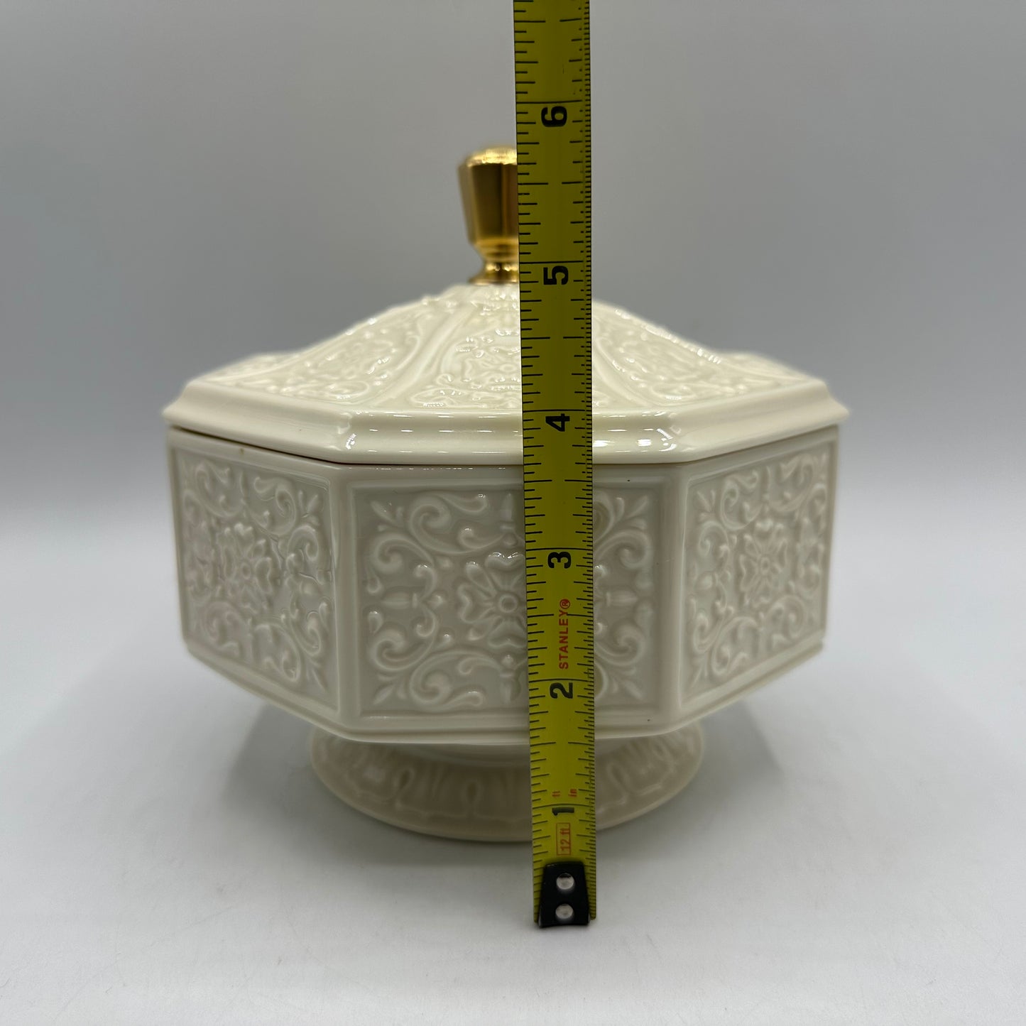 Lenox Chatham Candy Dish, Lidded Ivory and 24k Gold