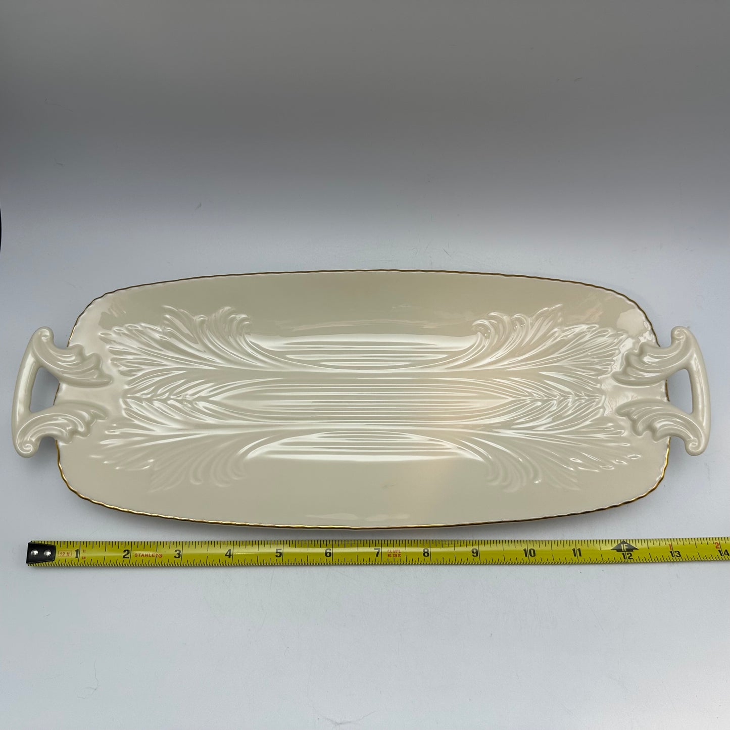 Lenox Spring Garden Embossed Celery Tray, Gold Trim