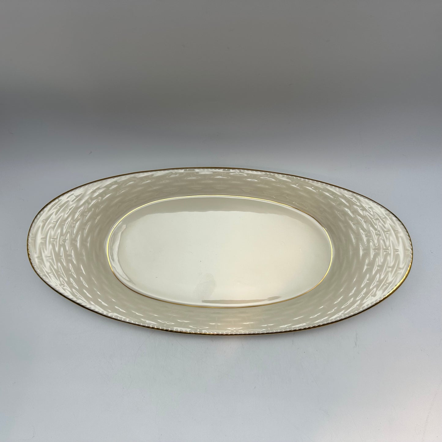 Lenox Basket Weaver Oval Serving Dish, Gold Trim