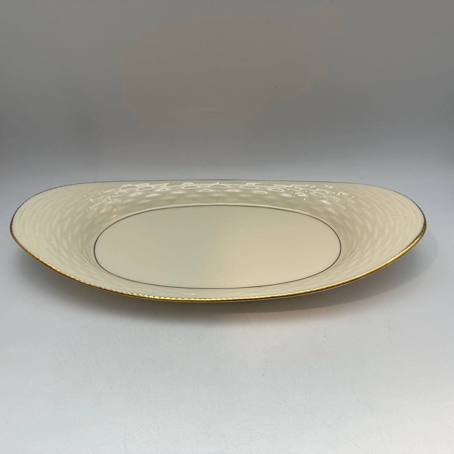 Lenox Basket Weaver Oval Serving Dish, Gold Trim