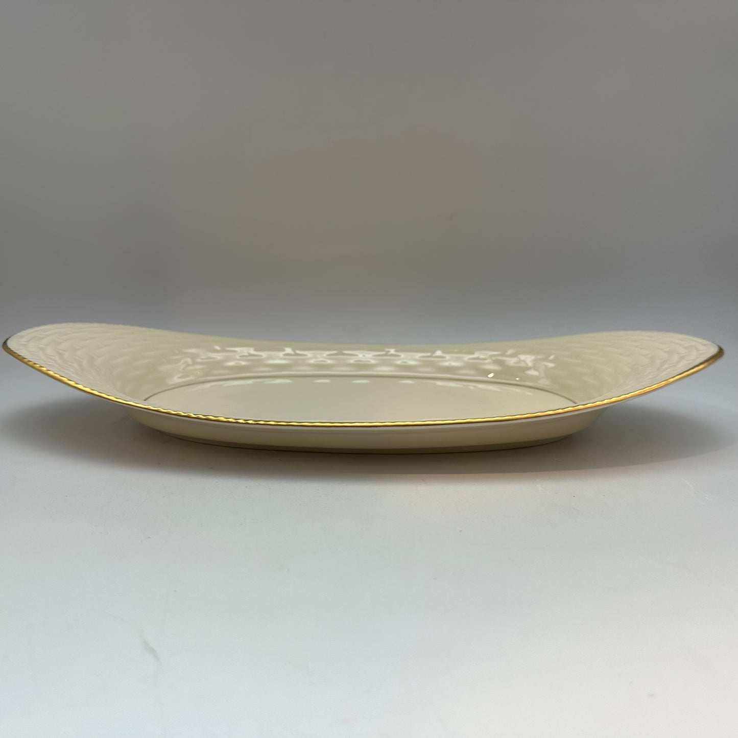 Lenox Basket Weaver Oval Serving Dish, Gold Trim