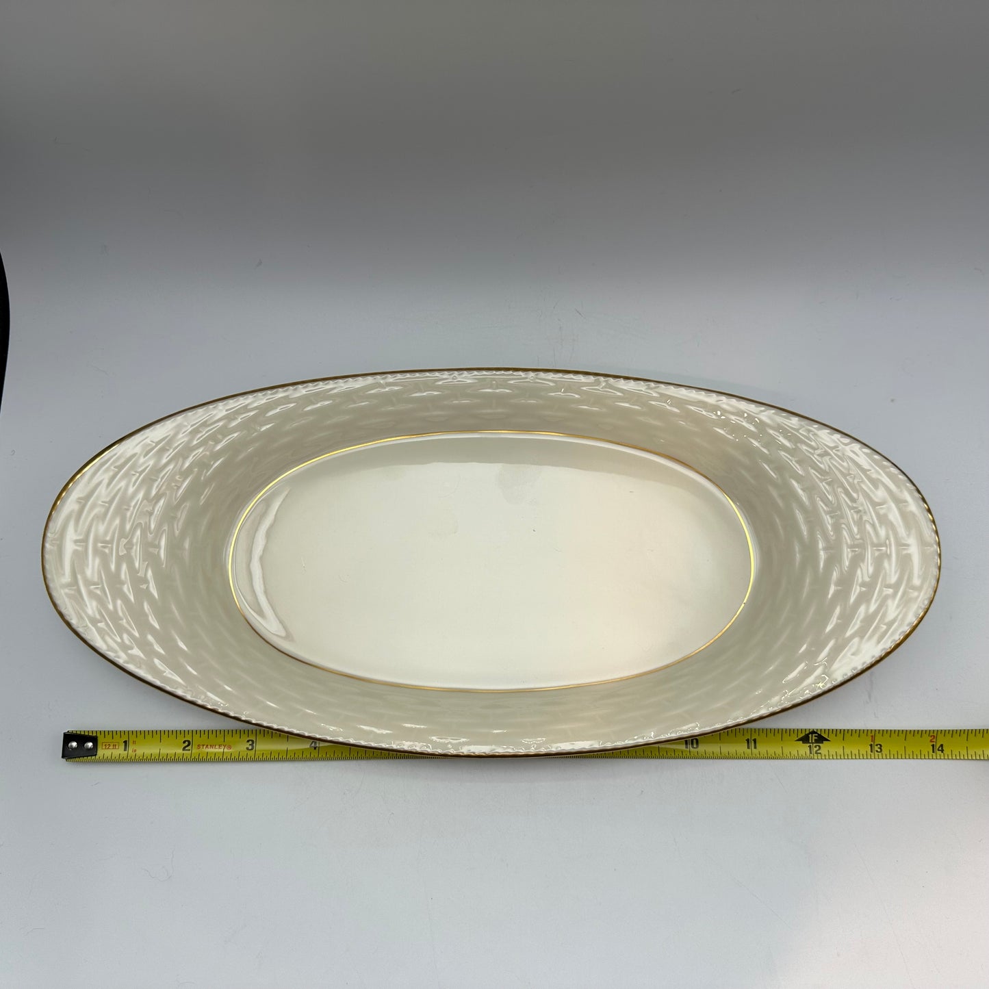 Lenox Basket Weaver Oval Serving Dish, Gold Trim