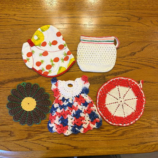 Vintage Hot Pads, Mixed Lot of 5