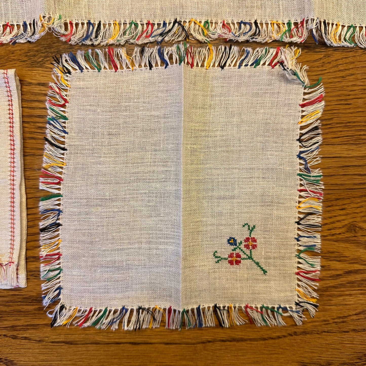 Children's Linen Place Setting,  Cross Stitched Horse and Buggy