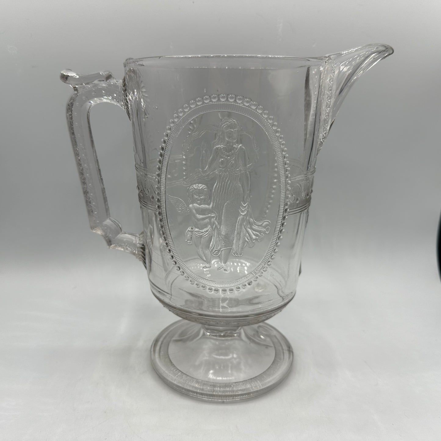 Richards & Hartley Glass Company Cupid & Venus 9" Pitcher Late 1800s