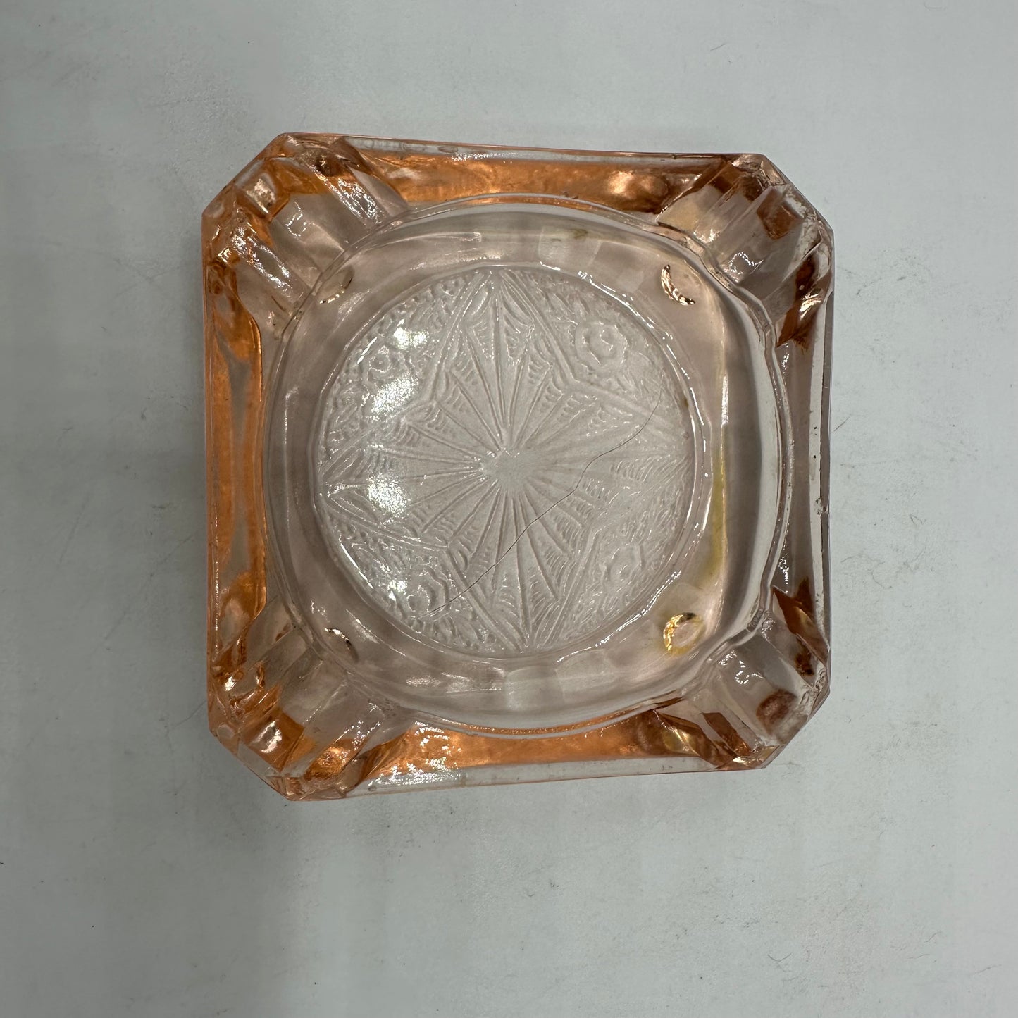 Jeannette Ashtray Pink Depression Glass Adam Pattern, Set of 2