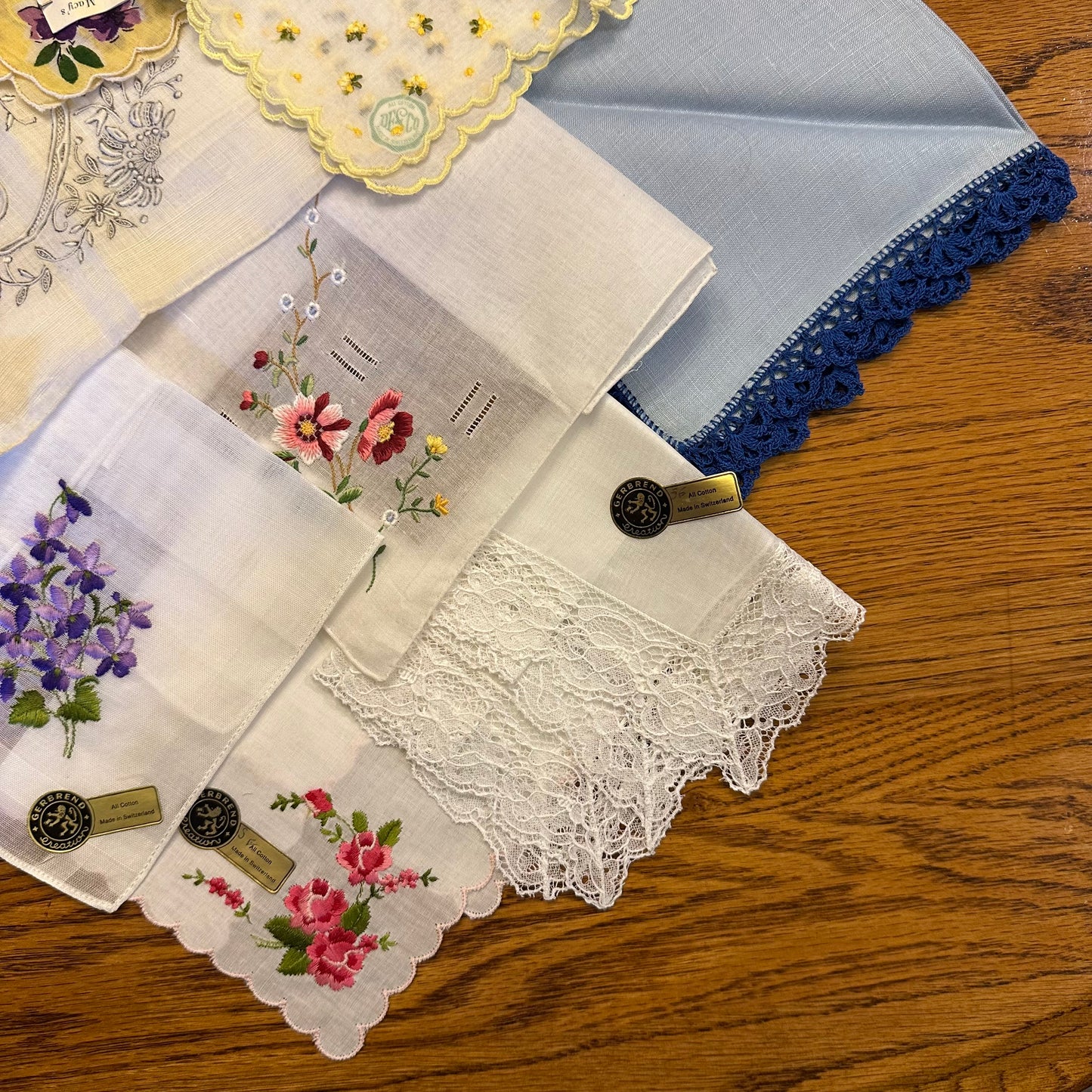 Vintage Hankies, Mixed Lot of 13, Mostly New With Sticker