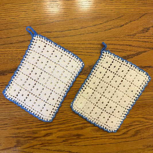 Vintage Hot Pads, Blue and White