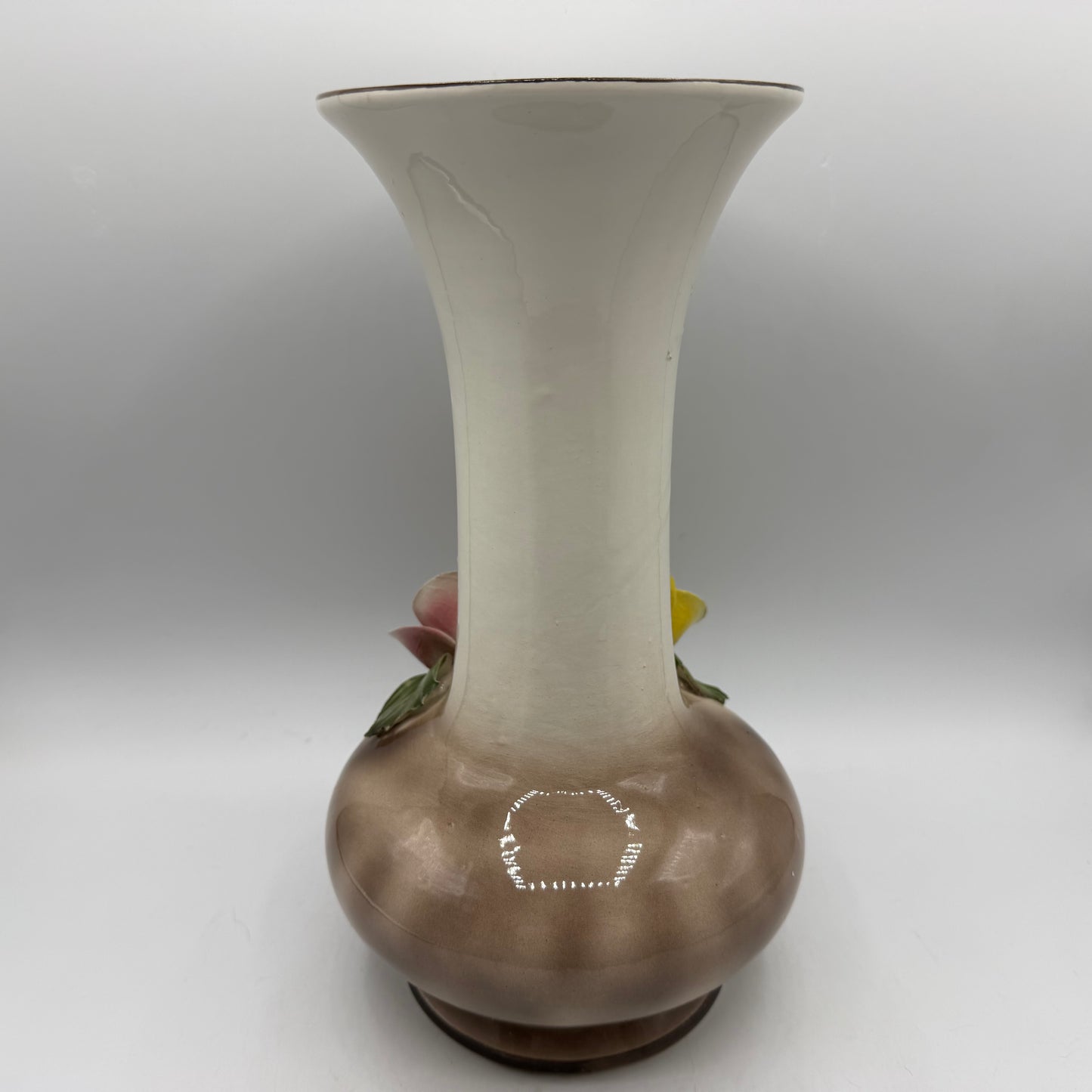 Capodimonte Porcelain Vase, Applied Flowers, 11"
