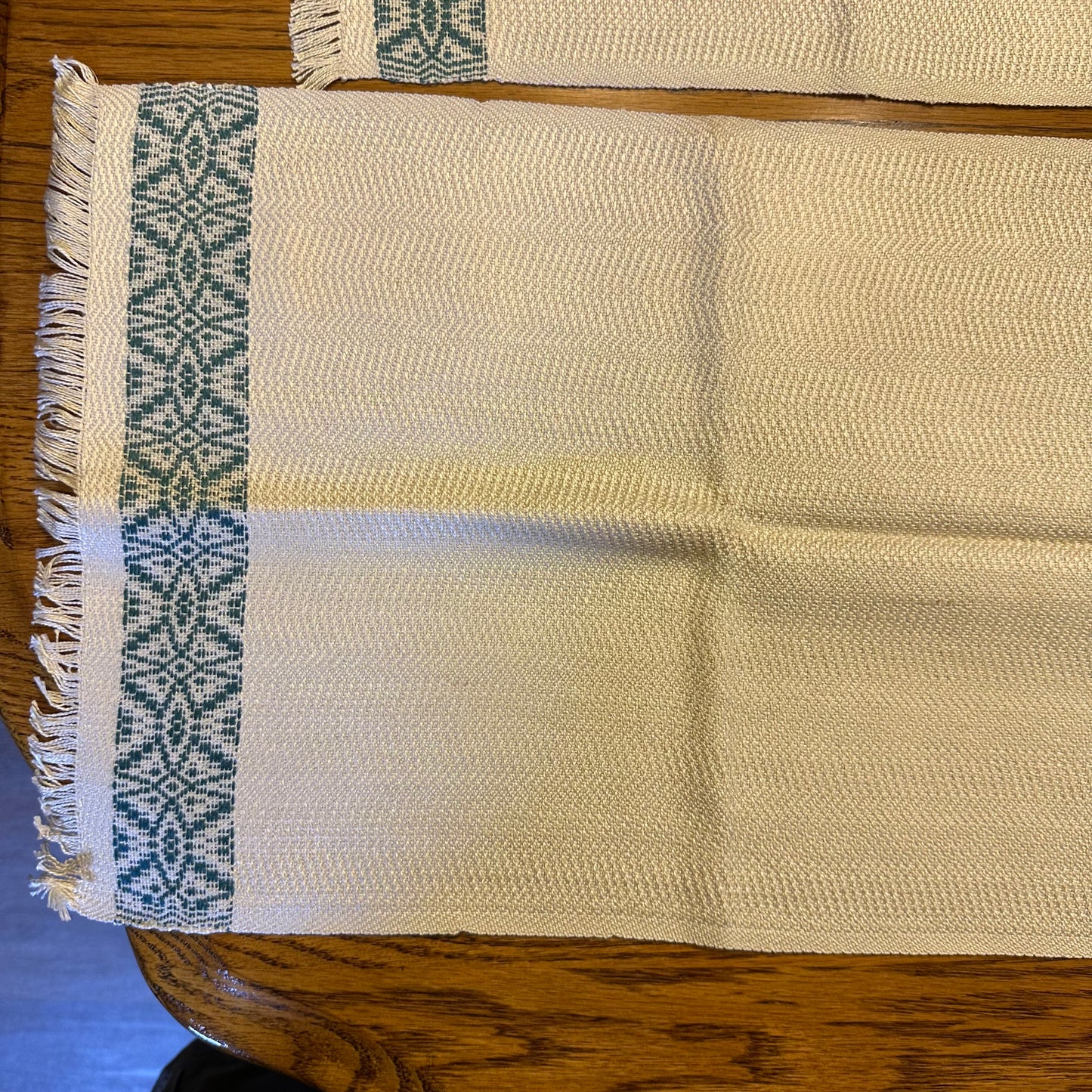 Runners, Set of 2 , Tan and Green with Fringe