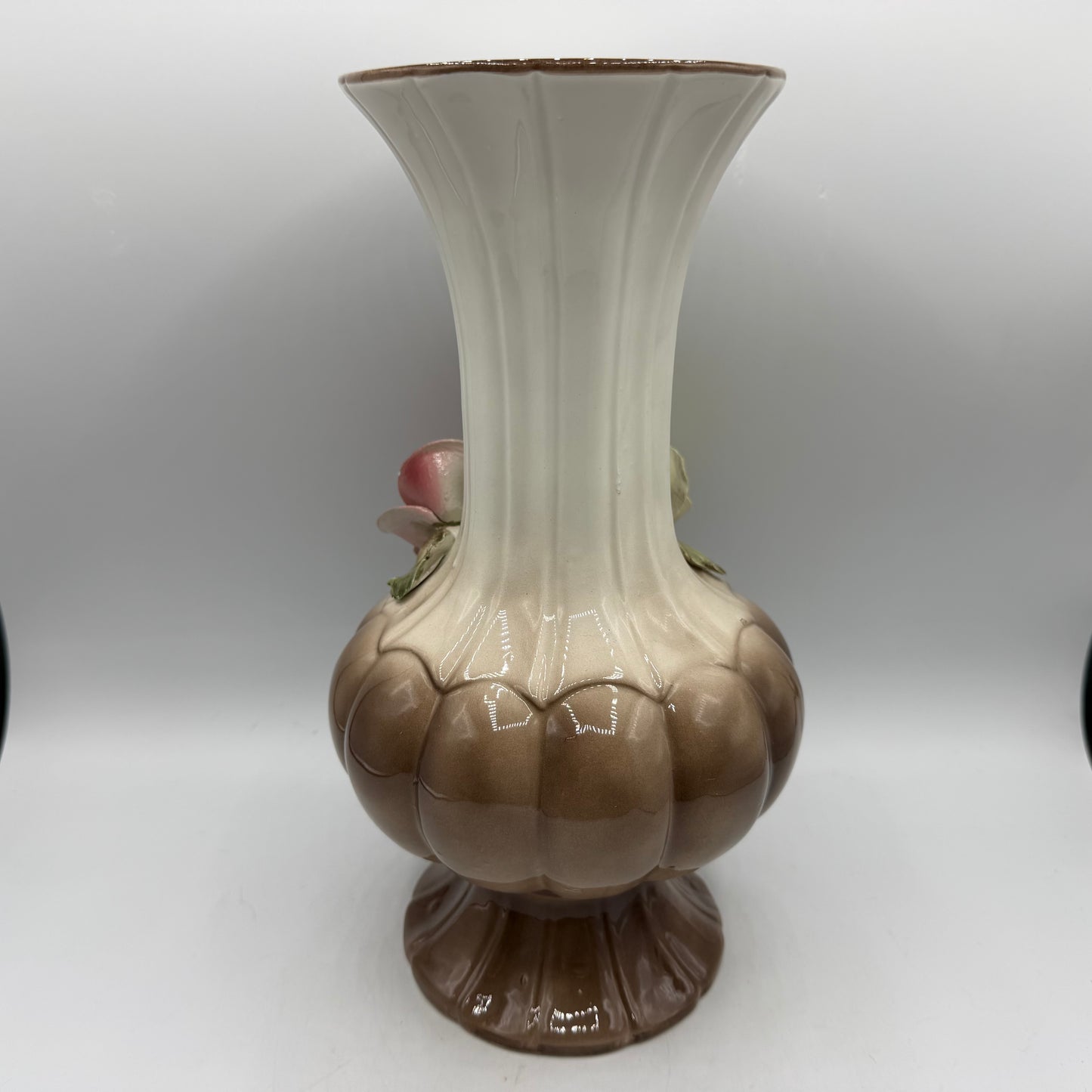 Capodimonte Porcelain Vase, Applied Flowers, 11"