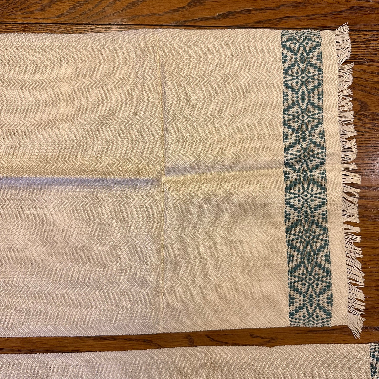 Runners, Set of 2 , Tan and Green with Fringe