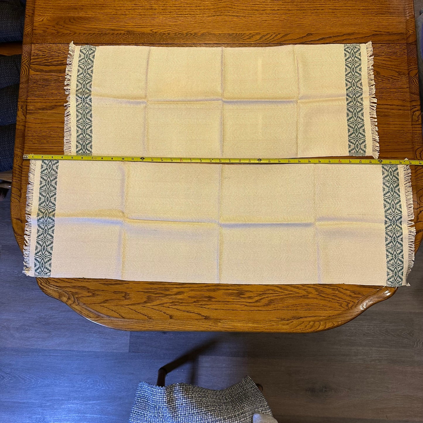 Runners, Set of 2 , Tan and Green with Fringe