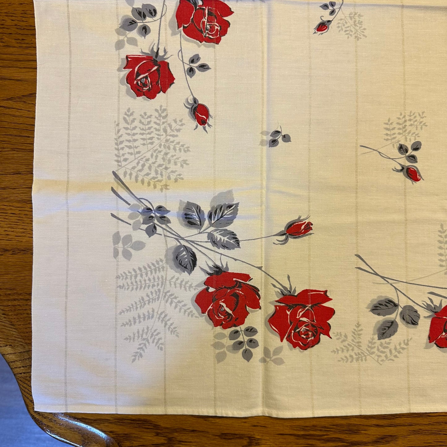 Rose Floral MCM Tablecloth, 36" X 32"