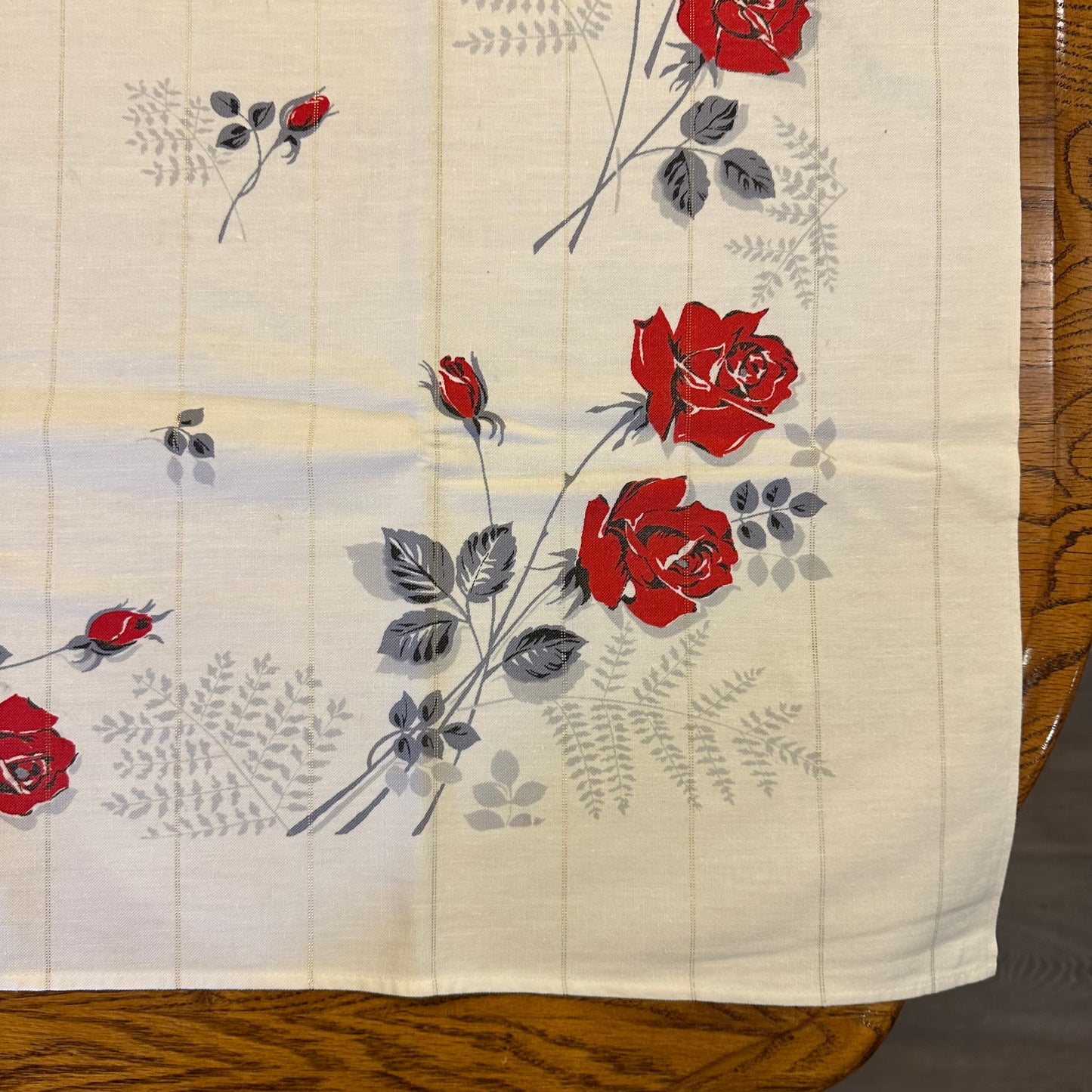 Rose Floral MCM Tablecloth, 36" X 32"