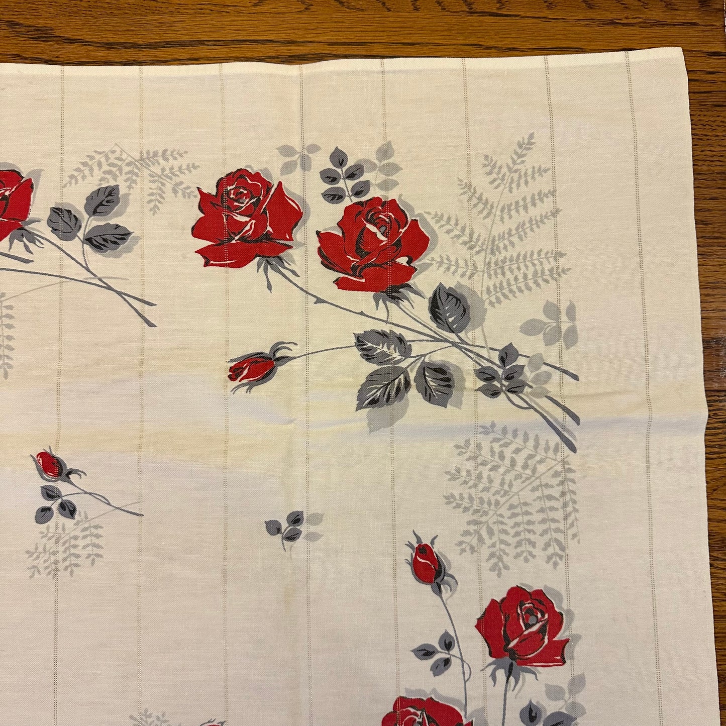 Rose Floral MCM Tablecloth, 36" X 32"