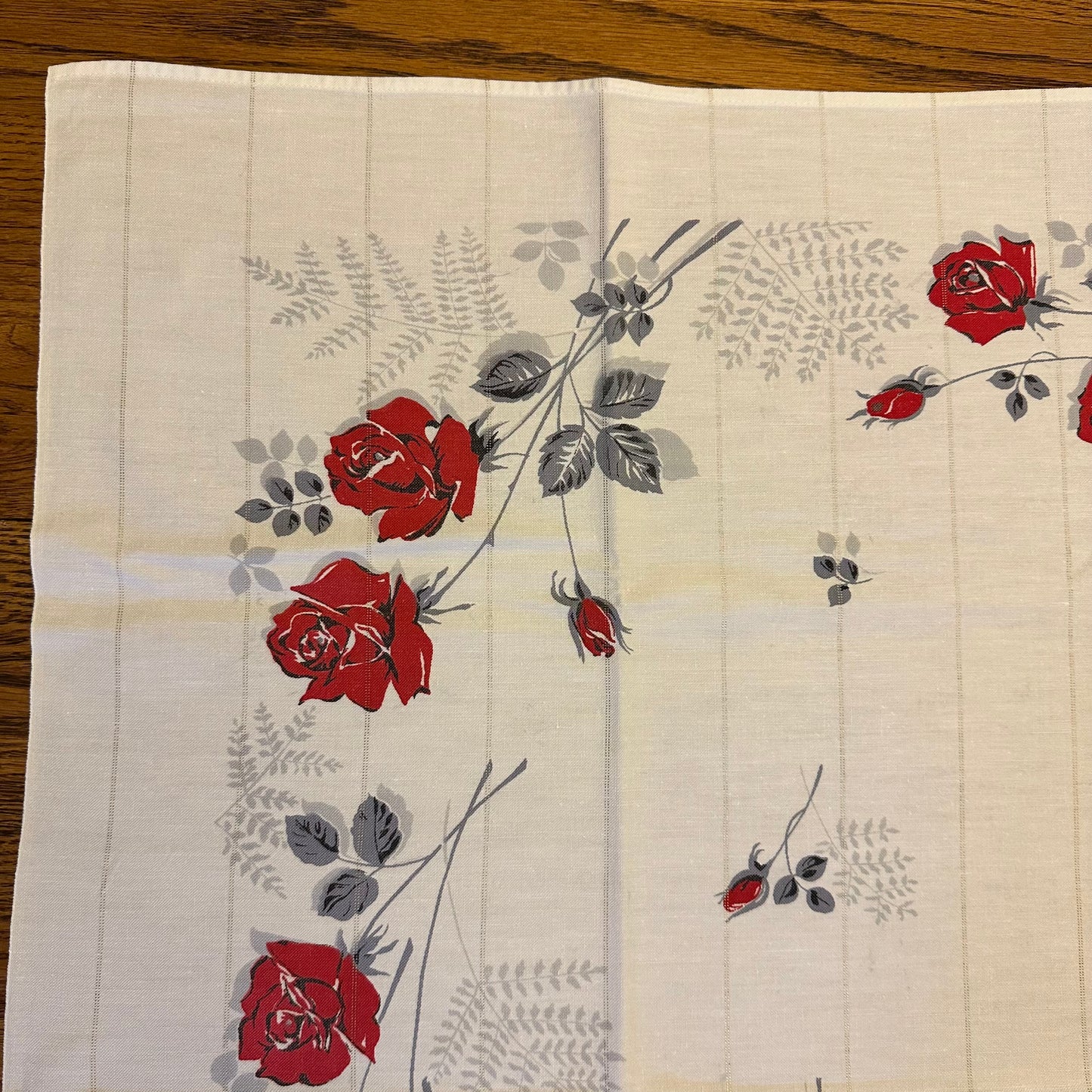 Rose Floral MCM Tablecloth, 36" X 32"