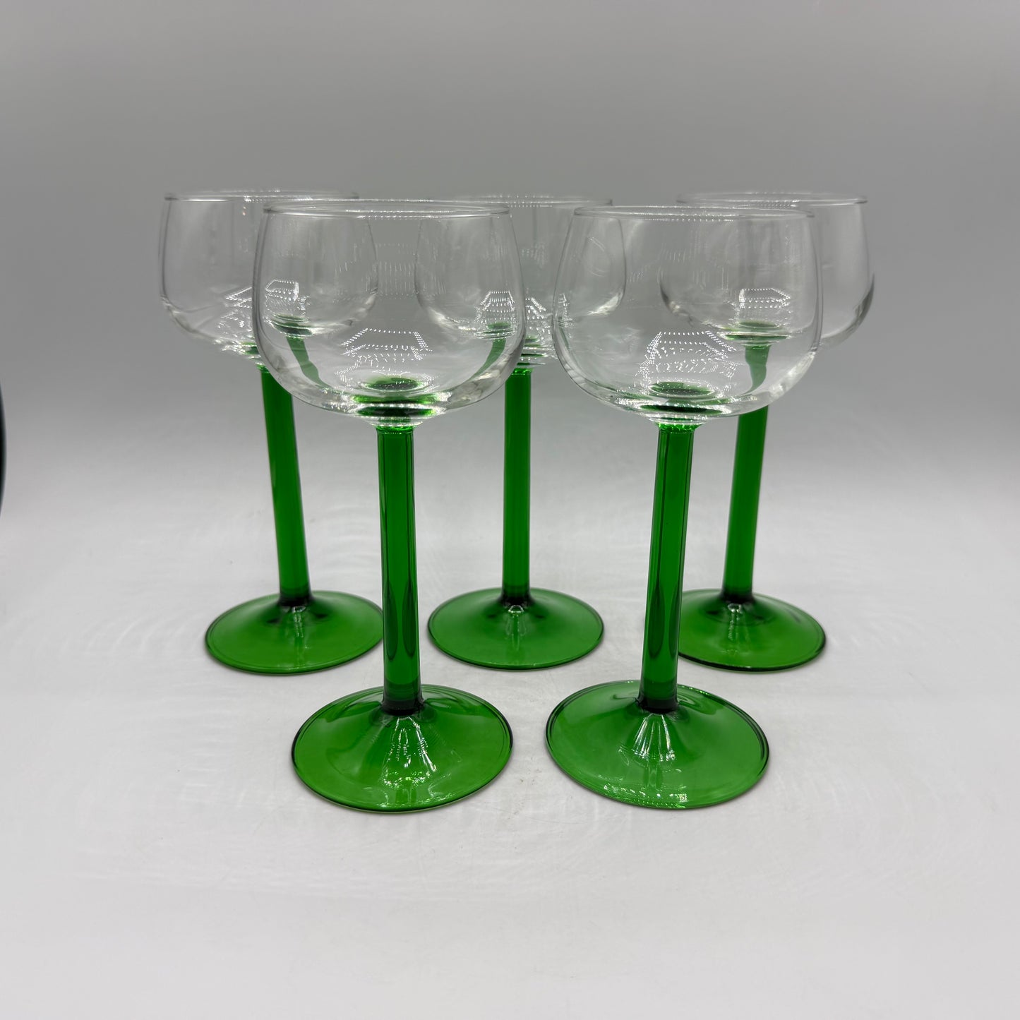 Luminarc Vin Du Rhin Wine Glass Emerald Green Stem, Clear Bowl, Set of 5