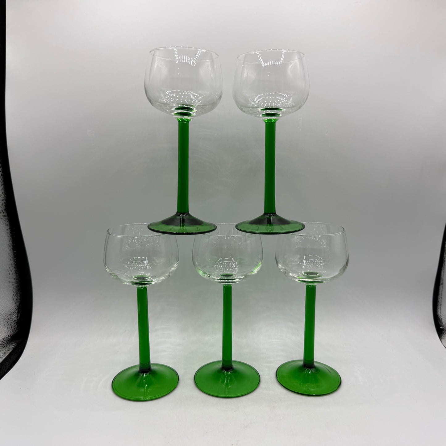 Luminarc Vin Du Rhin Wine Glass Emerald Green Stem, Clear Bowl, Set of 5