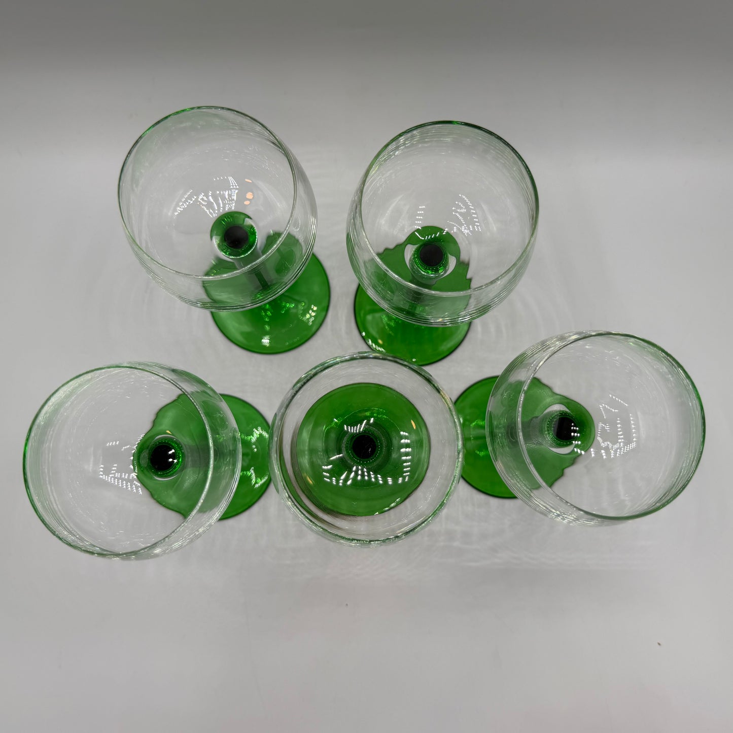 Luminarc Vin Du Rhin Wine Glass Emerald Green Stem, Clear Bowl, Set of 5