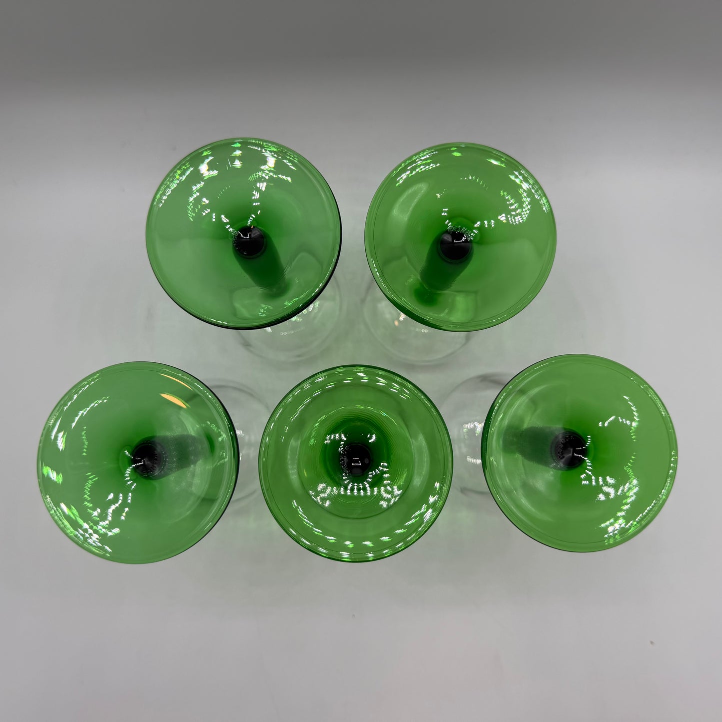 Luminarc Vin Du Rhin Wine Glass Emerald Green Stem, Clear Bowl, Set of 5