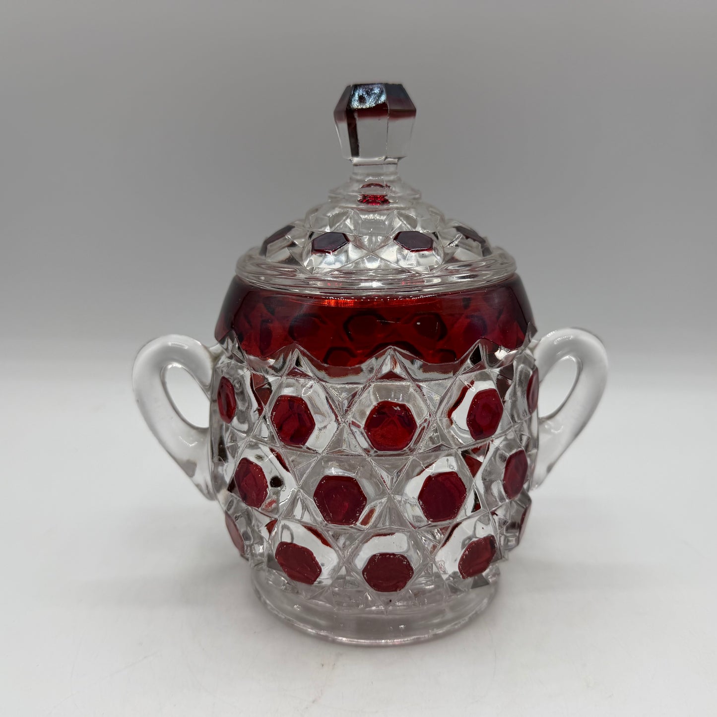 Doyle & Co Red Block Lidded Sugar Bowl, Circa 1890