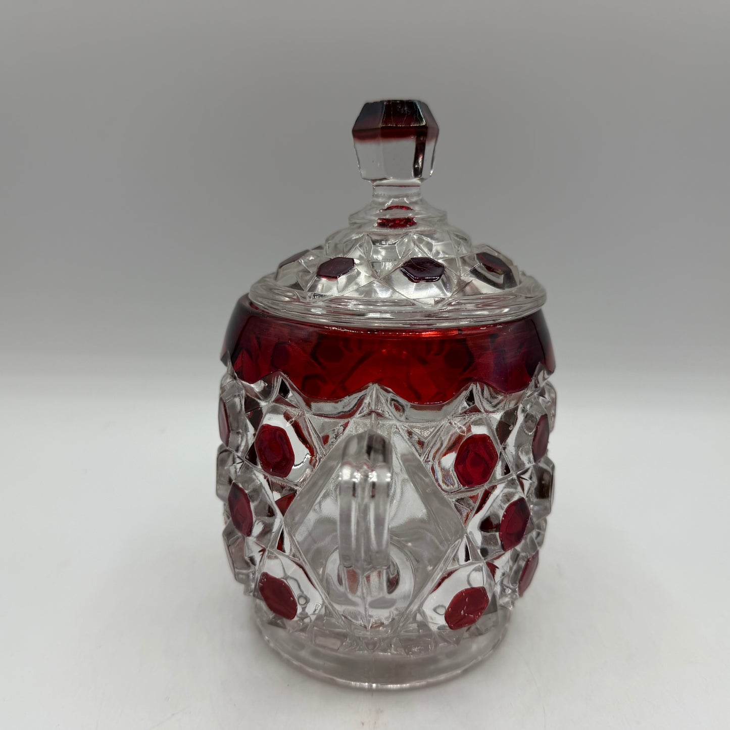 Doyle & Co Red Block Lidded Sugar Bowl, Circa 1890