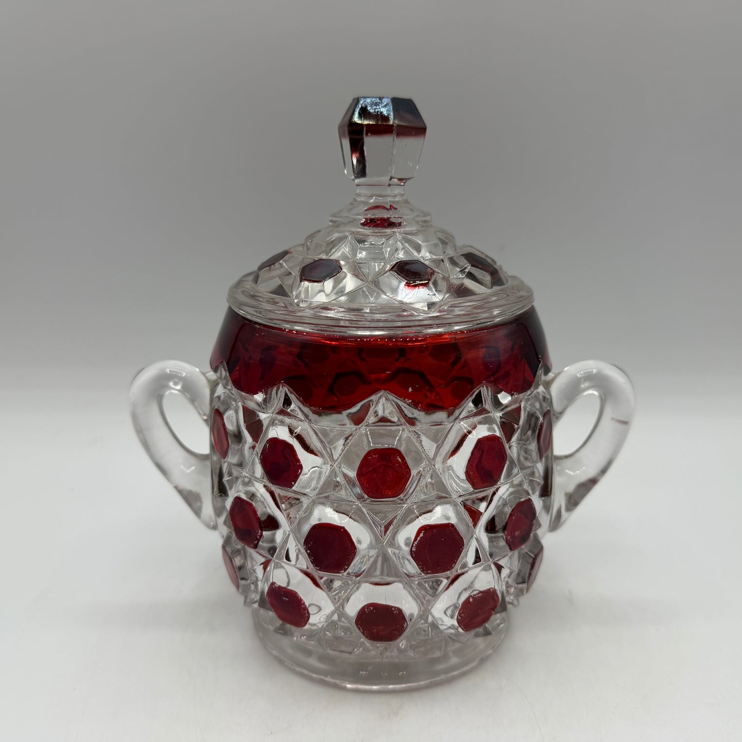 Doyle & Co Red Block Lidded Sugar Bowl, Circa 1890