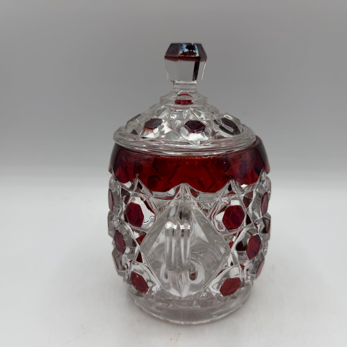 Doyle & Co Red Block Lidded Sugar Bowl, Circa 1890