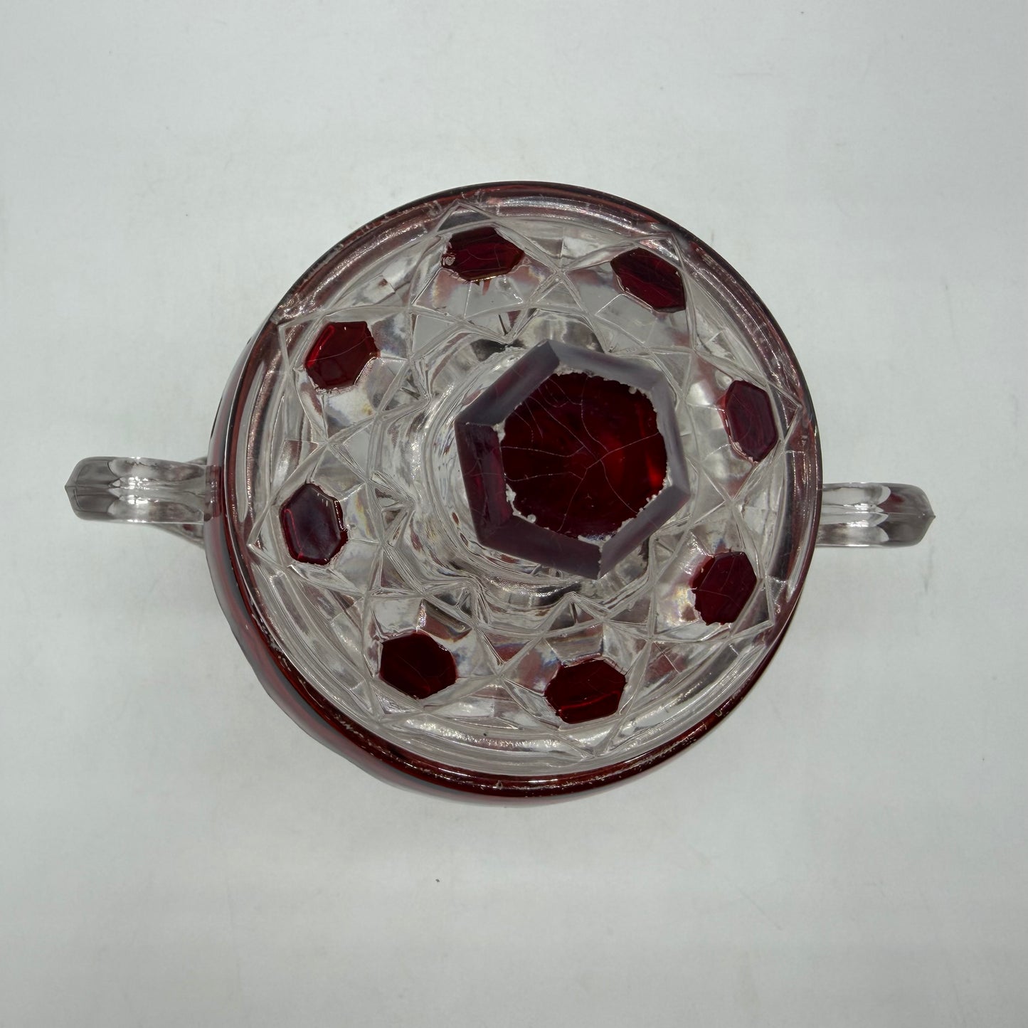 Doyle & Co Red Block Lidded Sugar Bowl, Circa 1890