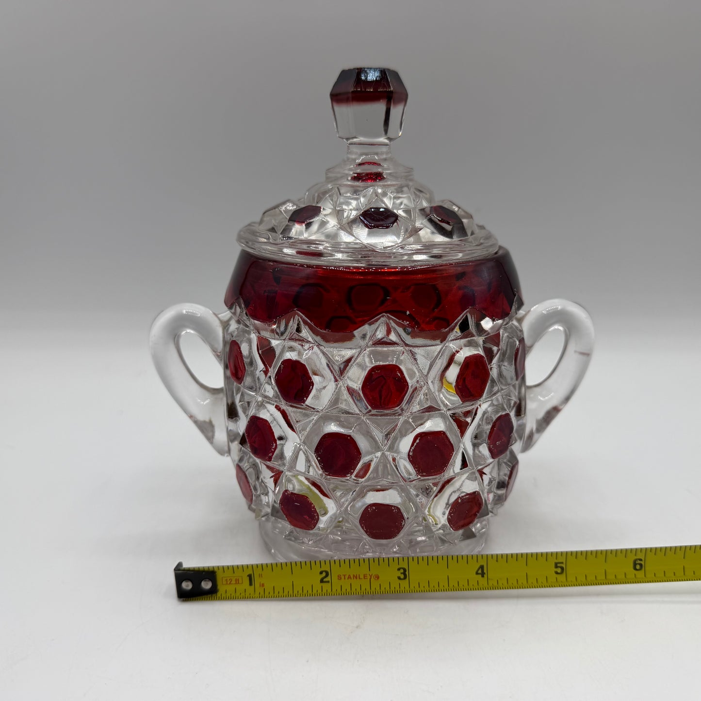 Doyle & Co Red Block Lidded Sugar Bowl, Circa 1890