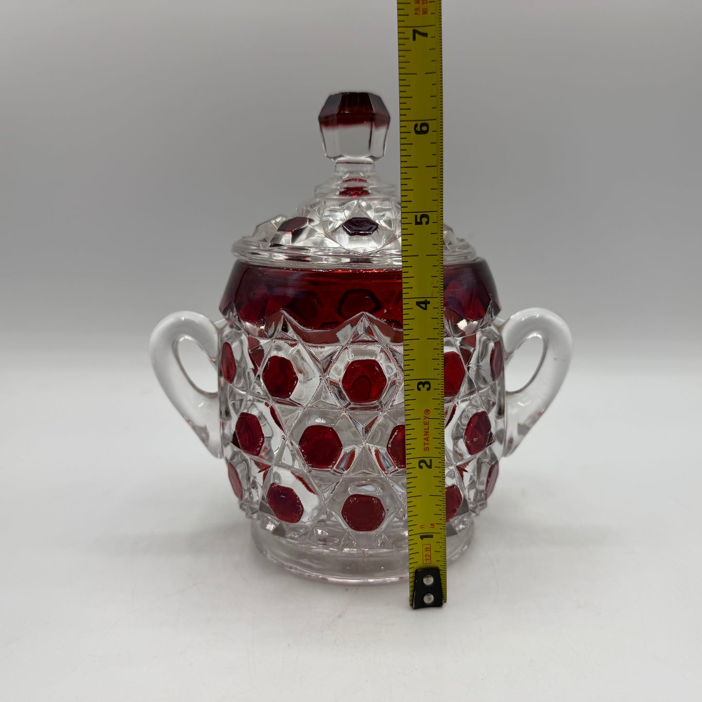 Doyle & Co Red Block Lidded Sugar Bowl, Circa 1890