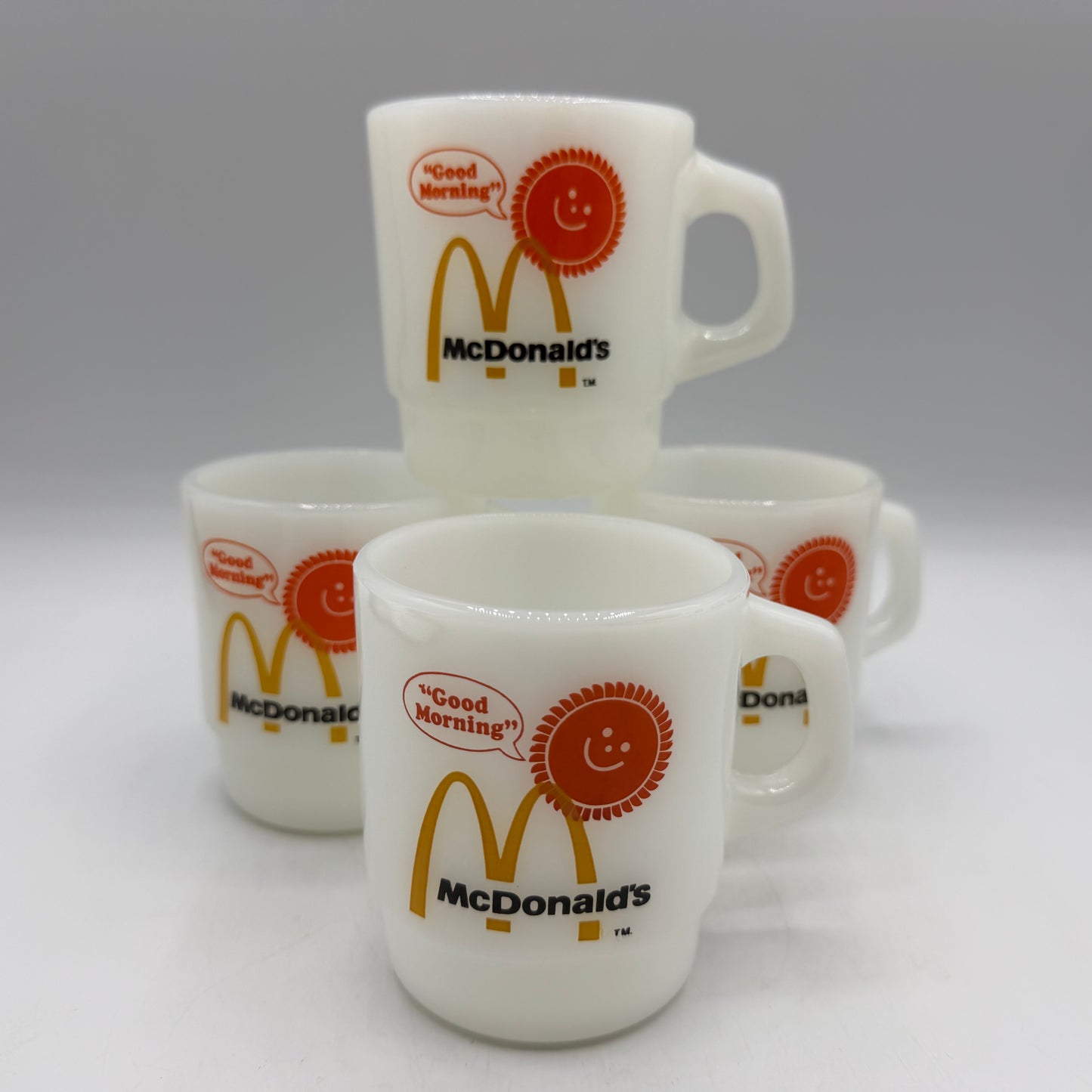 McDonald's "Good Morning" Coffee Mug, Fire King, Set of 4