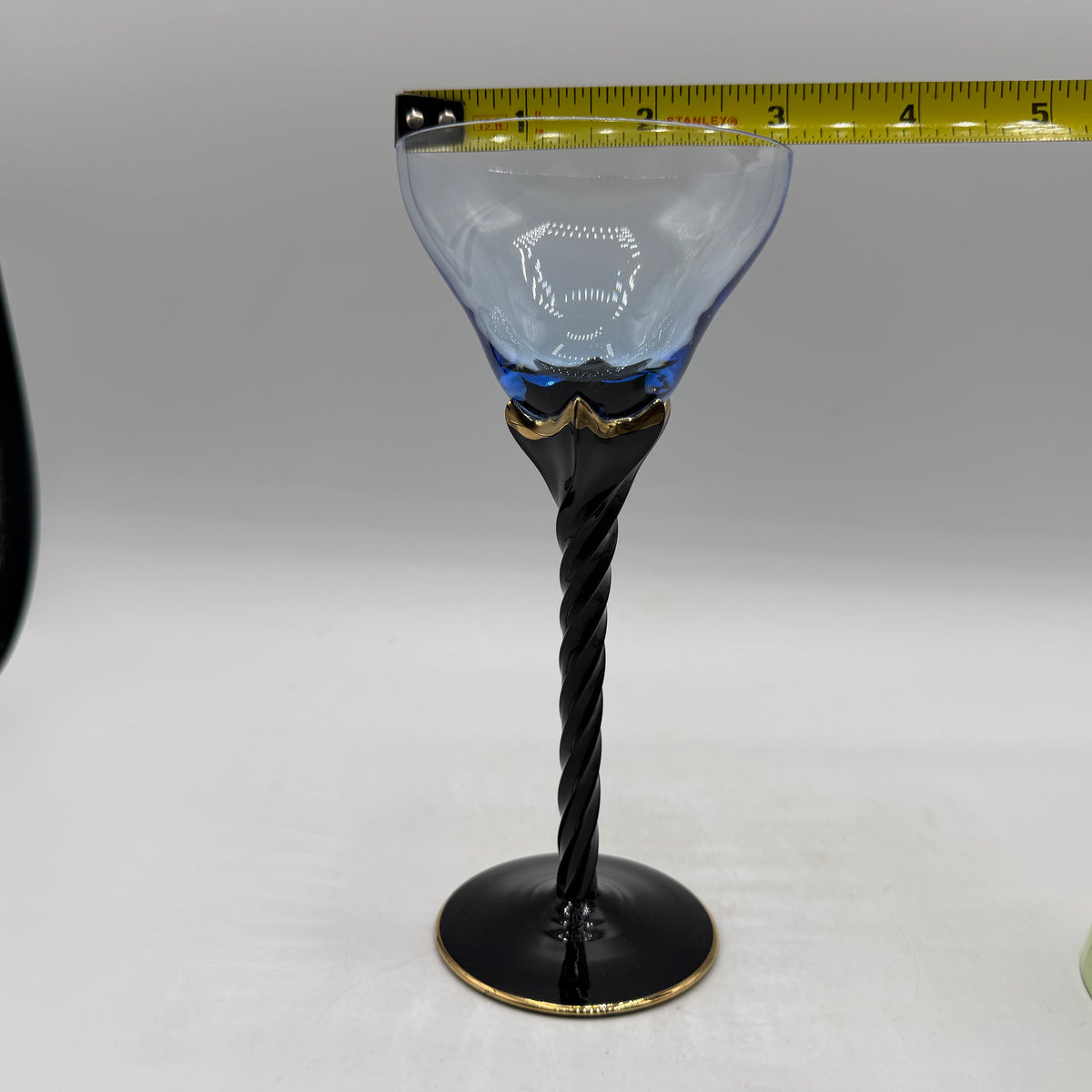 Venetian Black Twisted Stem Wine Glass, Set of 2