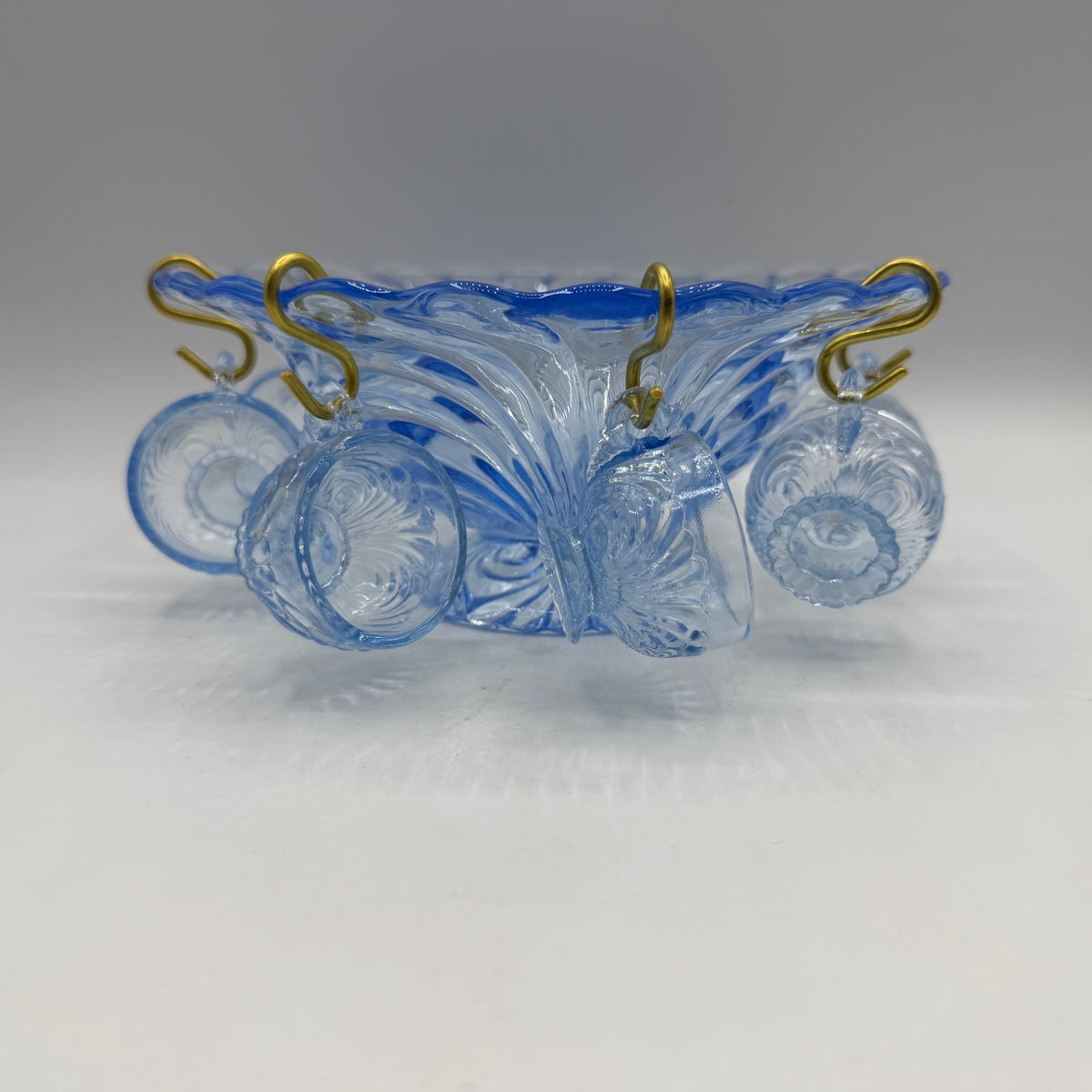 Mosser Glass Miniature Punch Bowl Set, Ice Blue, Caprice Pattern