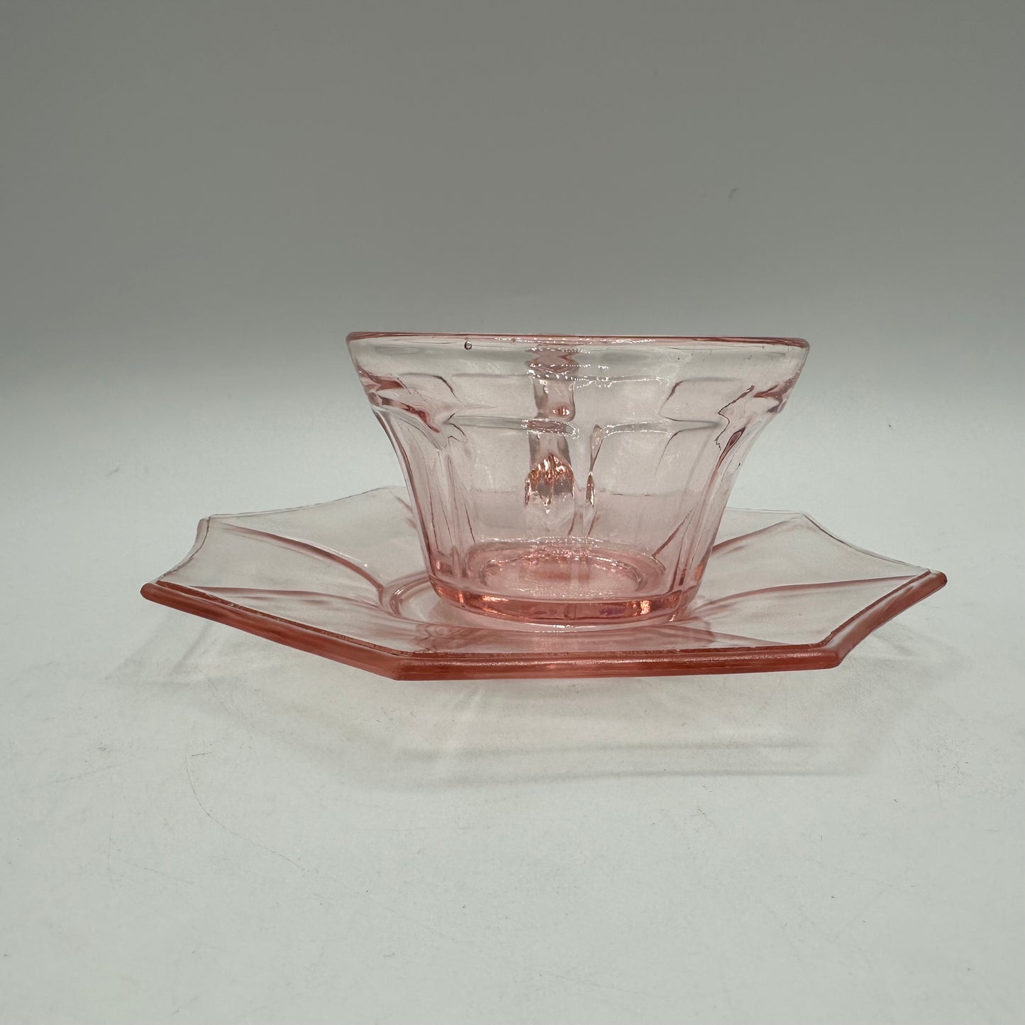 Pink Depression Glass Cup and Saucer