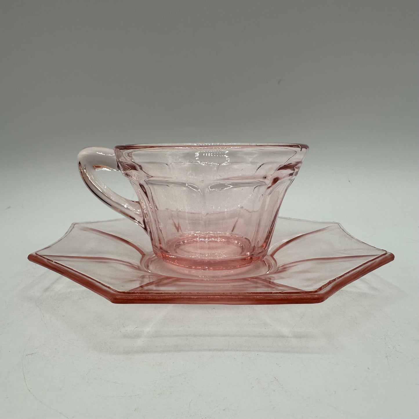 Pink Depression Glass Cup and Saucer