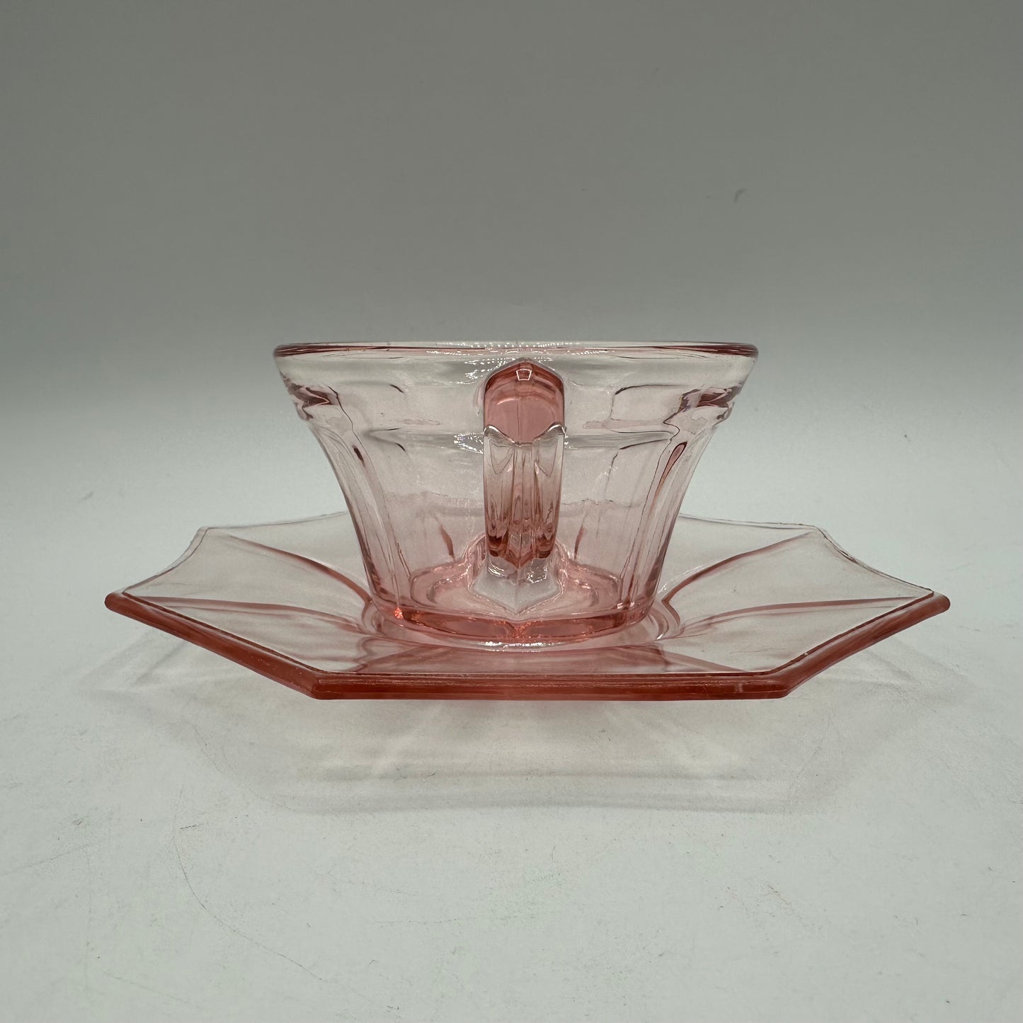 Pink Depression Glass Cup and Saucer