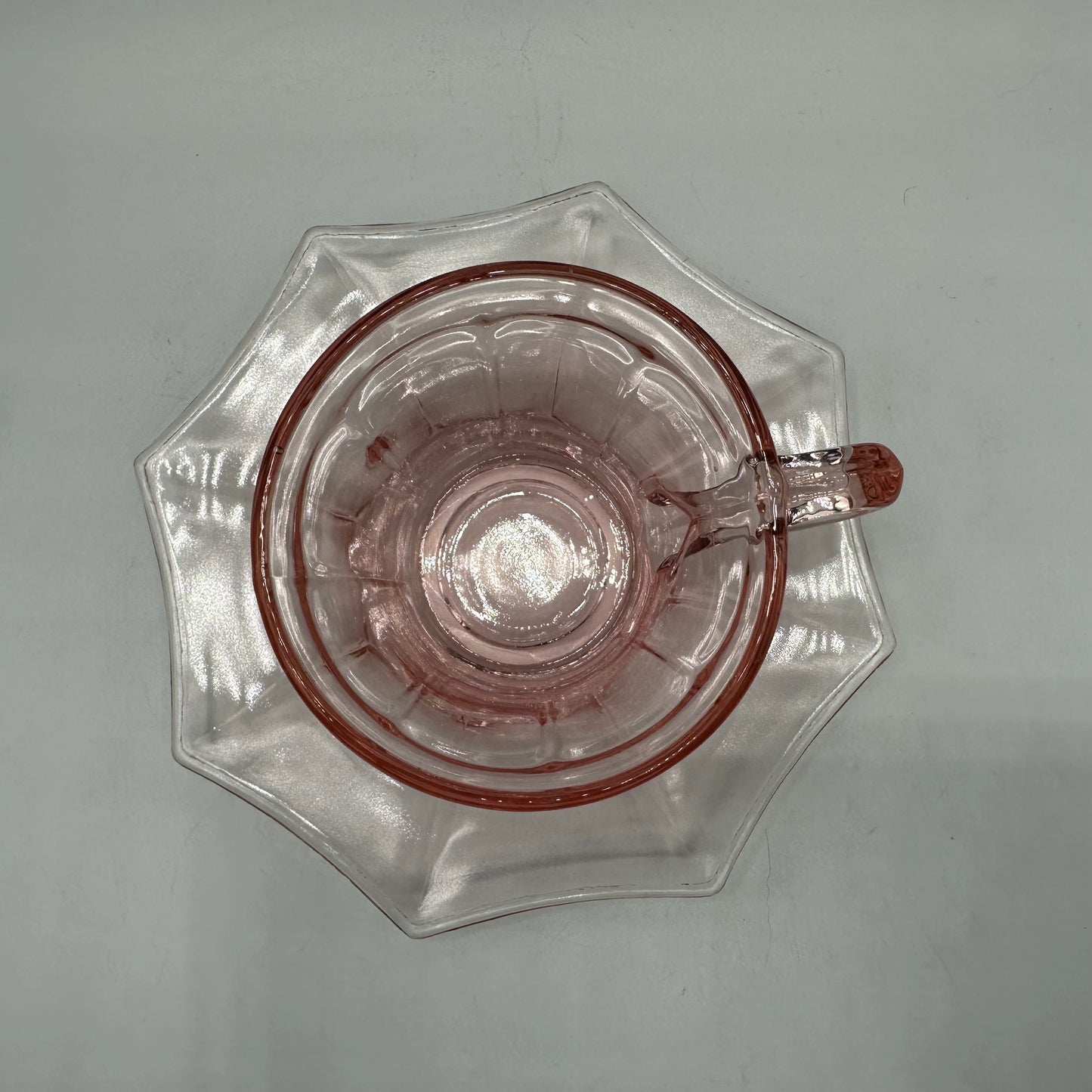 Pink Depression Glass Cup and Saucer