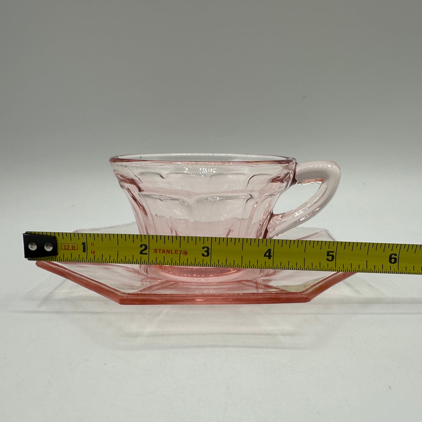 Pink Depression Glass Cup and Saucer